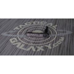 AR15 BLACK ENGRAVED LOWER MAGAZINE CATCH ( LATCH )-SMILE WAIT FOR FLASH