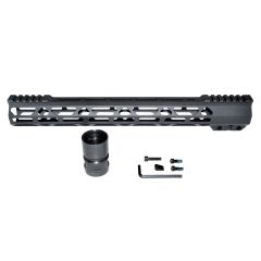 AR15 BLACK MLOK 15" Handguard - Light Slim M-LOK Handguard with Partial Top Rail