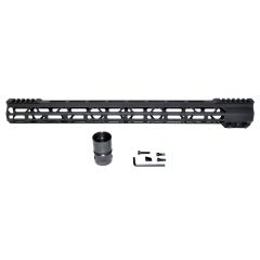 AR15 BLACK MLOK 19.5" Handguard - Light Slim M-LOK Handguard with Partial Top Rail
