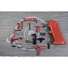 CRIMSON RED Cerakote OEM complete mil-spec lower part kit with pistol grip ( LPK )