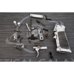 DISTRESSED WHITE Cerakote OEM complete mil-spec lower part kit with pistol grip ( LPK )