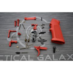 FIREHOUSE RED Cerakote OEM complete mil-spec lower part kit with pistol grip ( LPK )